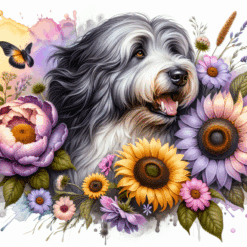 Old English Sheepdog in Flowers 20oz Tumbler - Render