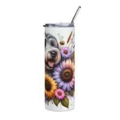 Old English Sheepdog in Flowers 20oz Tumbler - Right