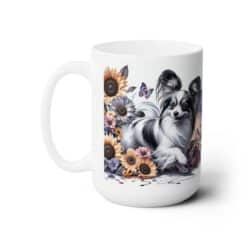 Papillon in Flowers 15oz Mug - Left