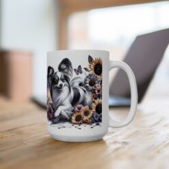 Papillon in Flowers 15oz Mug - Lifestyle