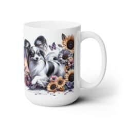 Papillon in Flowers 15oz Mug - Right