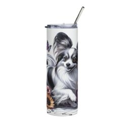 Papillon in Flowers 20oz Tumbler - Front