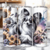 Papillon in Flowers 20oz Tumbler - Lifestyle