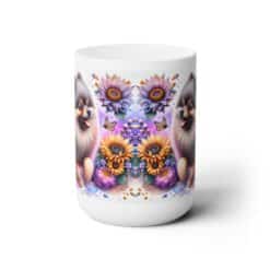 Pomeranian in Flowers 15oz Mug - Front