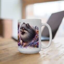 Pomeranian in Flowers 15oz Mug - Lifestyle