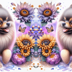 Pomeranian in Flowers 15oz Mug - Render