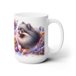 Pomeranian in Flowers 15oz Mug - Right