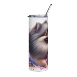 Pomeranian in Flowers 20oz Tumbler - Front