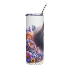 Pomeranian in Flowers 20oz Tumbler - Left