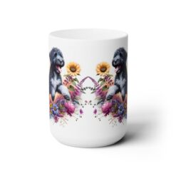 Portuguese Water Dog in Flowers 15oz Mug - Front