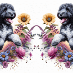 Portuguese Water Dog in Flowers 15oz Mug - Render