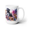 Portuguese Water Dog in Flowers 15oz Mug - Right