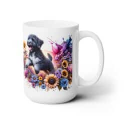 Portuguese Water Dog in Flowers 15oz Mug - Right