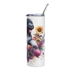 Portuguese Water Dog in Flowers 20oz Tumbler - Right