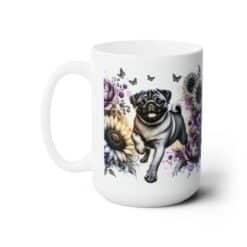 Pug in Flowers 15oz Mug - Left