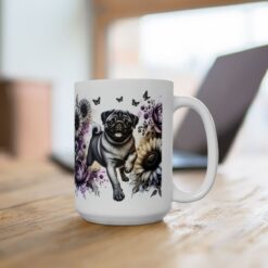 Pug in Flowers 15oz Mug - Lifestyle
