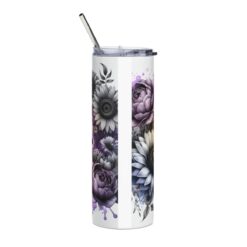 Pug in Flowers 20oz Tumbler - Back