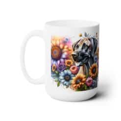 Rhodesian Ridgeback in Flowers 15oz Mug - Left
