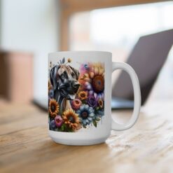 Rhodesian Ridgeback in Flowers 15oz Mug - Lifestyle