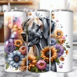 Rhodesian Ridgeback in Flowers 20oz Tumbler - Lifestyle