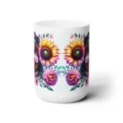 Rottweiler in Flowers 15oz Mug - Front