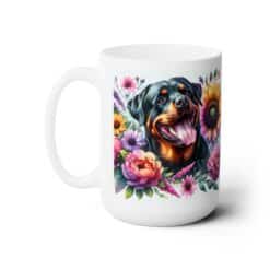 Rottweiler in Flowers 15oz Mug - Left