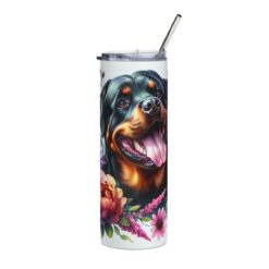 Rottweiler in Flowers 20oz Tumbler - Front