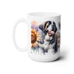 Saint Bernard in Flowers 15oz Mug - Left