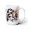 Saint Bernard in Flowers 15oz Mug - Right