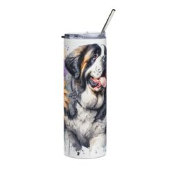 Saint Bernard in Flowers 20oz Tumbler - Front