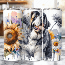 Saint Bernard in Flowers 20oz Tumbler - Lifestyle