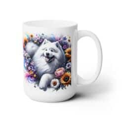 Samoyed in Flowers 15oz Mug - Right