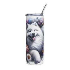 Samoyed in Flowers 20oz Tumbler - Front