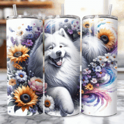 Samoyed in Flowers 20oz Tumbler - Lifestyle