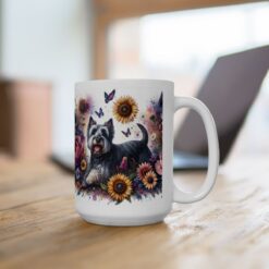 Scottish Terrier in Flowers 15oz Mug - Lifestyle