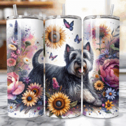 Scottish Terrier in Flowers 20oz Tumbler - Lifesstyle