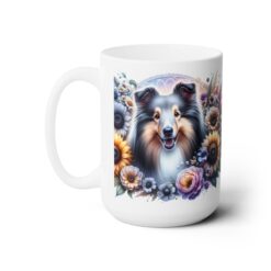 Shetland Sheepdog in Flowers 15oz Mug - Left