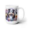 Shetland Sheepdog in Flowers 15oz Mug - Right