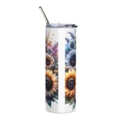 Shetland Sheepdog in Flowers 20oz Tumbler - Back