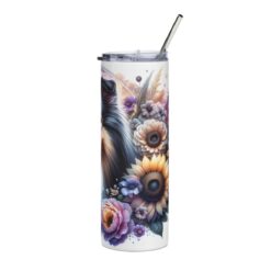 Shetland Sheepdog in Flowers 20oz Tumbler - Right