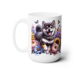 Shiba Inu in Flowers 15oz Mug - Left