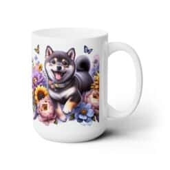 Shiba Inu in Flowers 15oz Mug - Right
