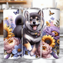 Shiba Inu in Flowers 20oz Tumbler - Lifestyle