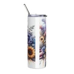 Siberian Husky in Flowers 20oz Tumbler - Back