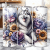 Siberian Husky in Flowers 20oz Tumbler - Lifestyle