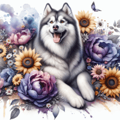 Siberian Husky in Flowers 20oz Tumbler - Render