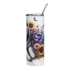 Siberian Husky in Flowers 20oz Tumbler - Right