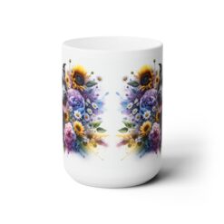 Staffordshire Bull Terrier in Flowers 15oz Mug - Front