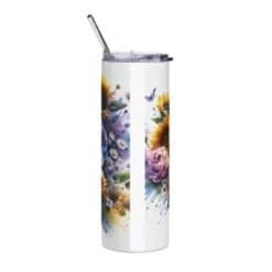 Staffordshire Bull Terrier in Flowers 20oz Tumbler - Back