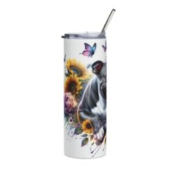 Staffordshire Bull Terrier in Flowers 20oz Tumbler - Left